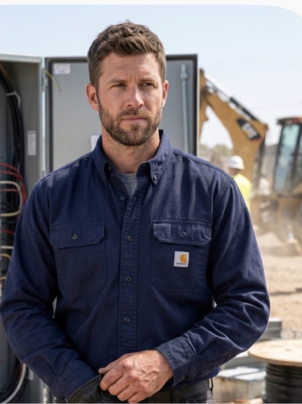 Carhartt Men's Dark Navy Button-Down Work Shirt
